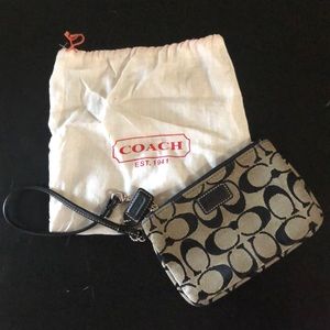 Coach Signature Black Canvas Wristlet